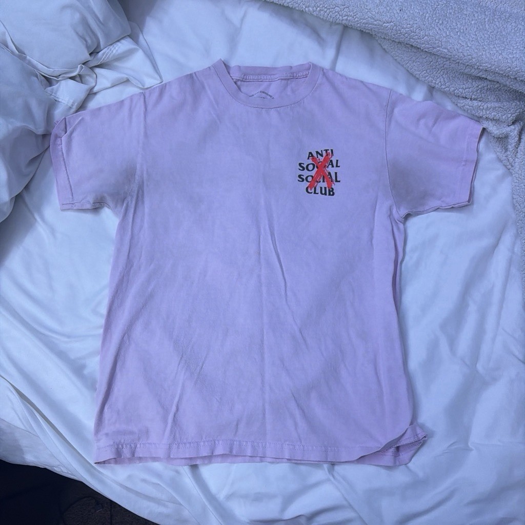 Anti Social Social Club Purple Graphic Logo Crew Neck Cotton Knit T-Shirt gallery