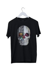 Colourful Half Skull Face Graphic Print T-Shirt S M L XL 2 3 4 XL