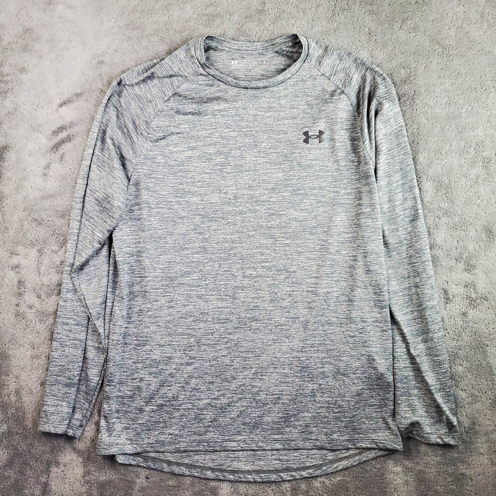 Under Armour Shirt Mens M Gray Tech 2.0 Long Sleeve T-Shirt Tee Active 1328496