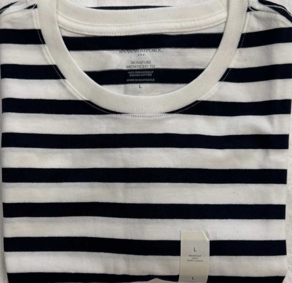New Banana Republic Men's Short Sleeve T-Shirt White Stripe Size L $20.00 gallery