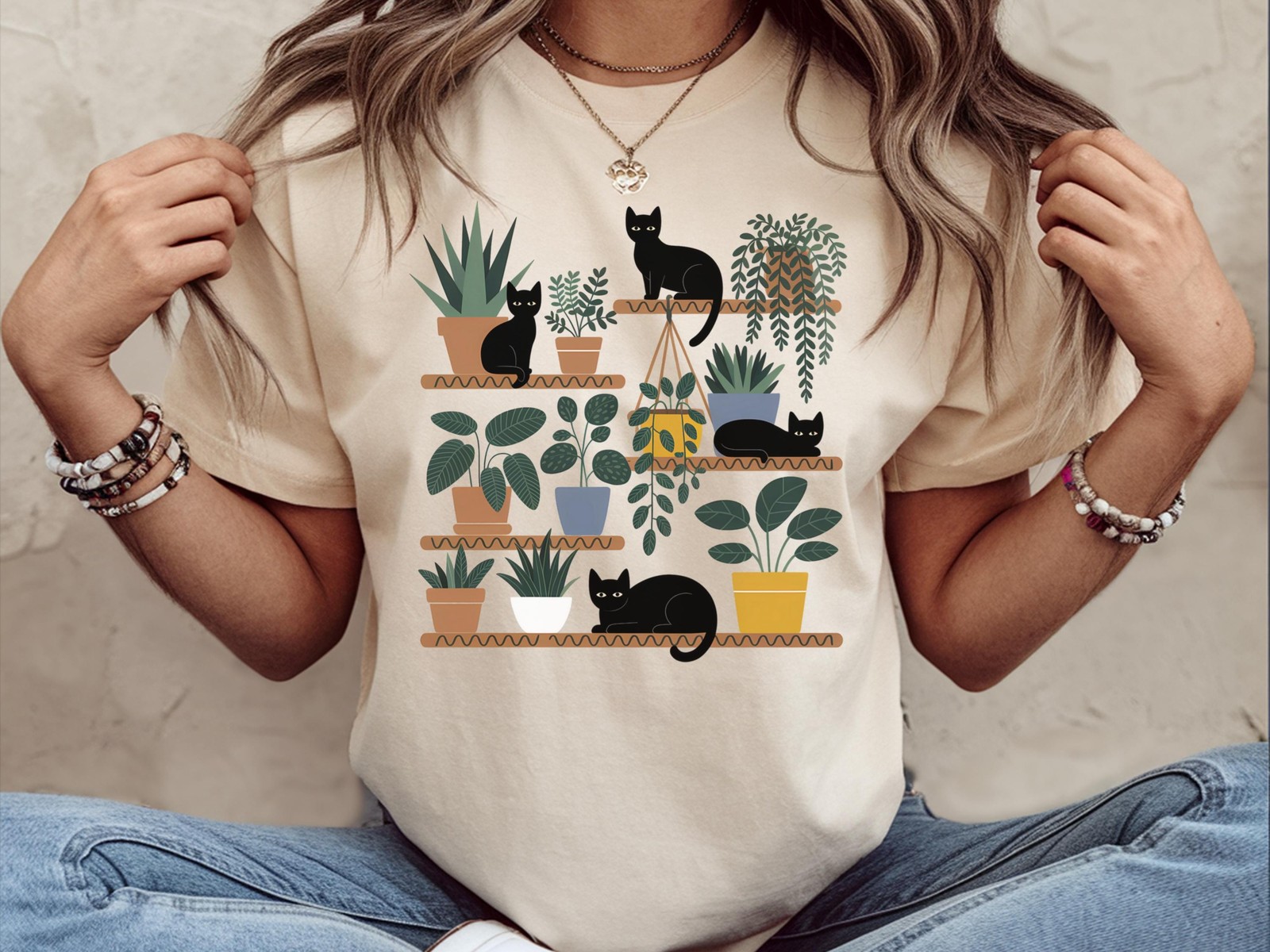 Cats and Plants Shirt Cat Lover Gardener Gift Succulent Plant Lady Tee gallery