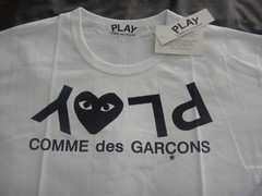 Comme Des Garcons Play Men’s Inverted Play Logo White T Shirt Size Large, NWT