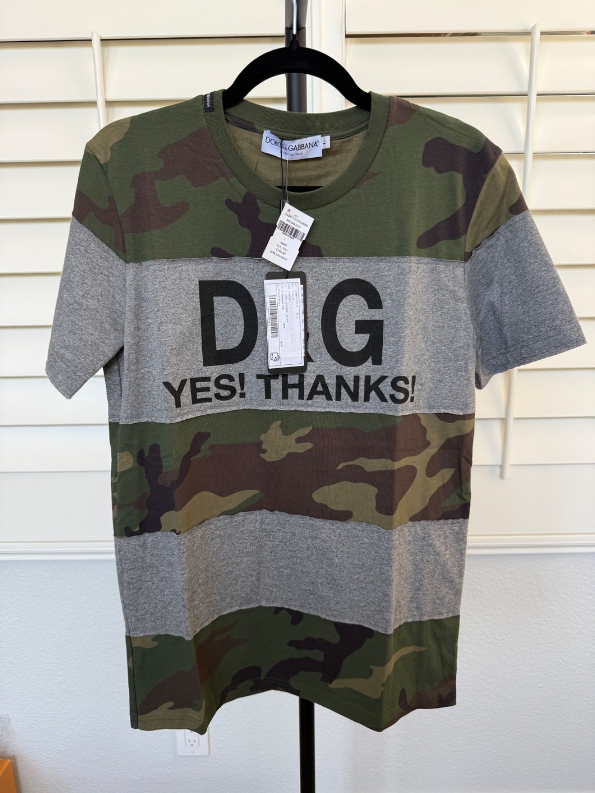 New Dolce & Gabbana Camo Yes Thanks T shirt Lg Retail $390 PTP 19″