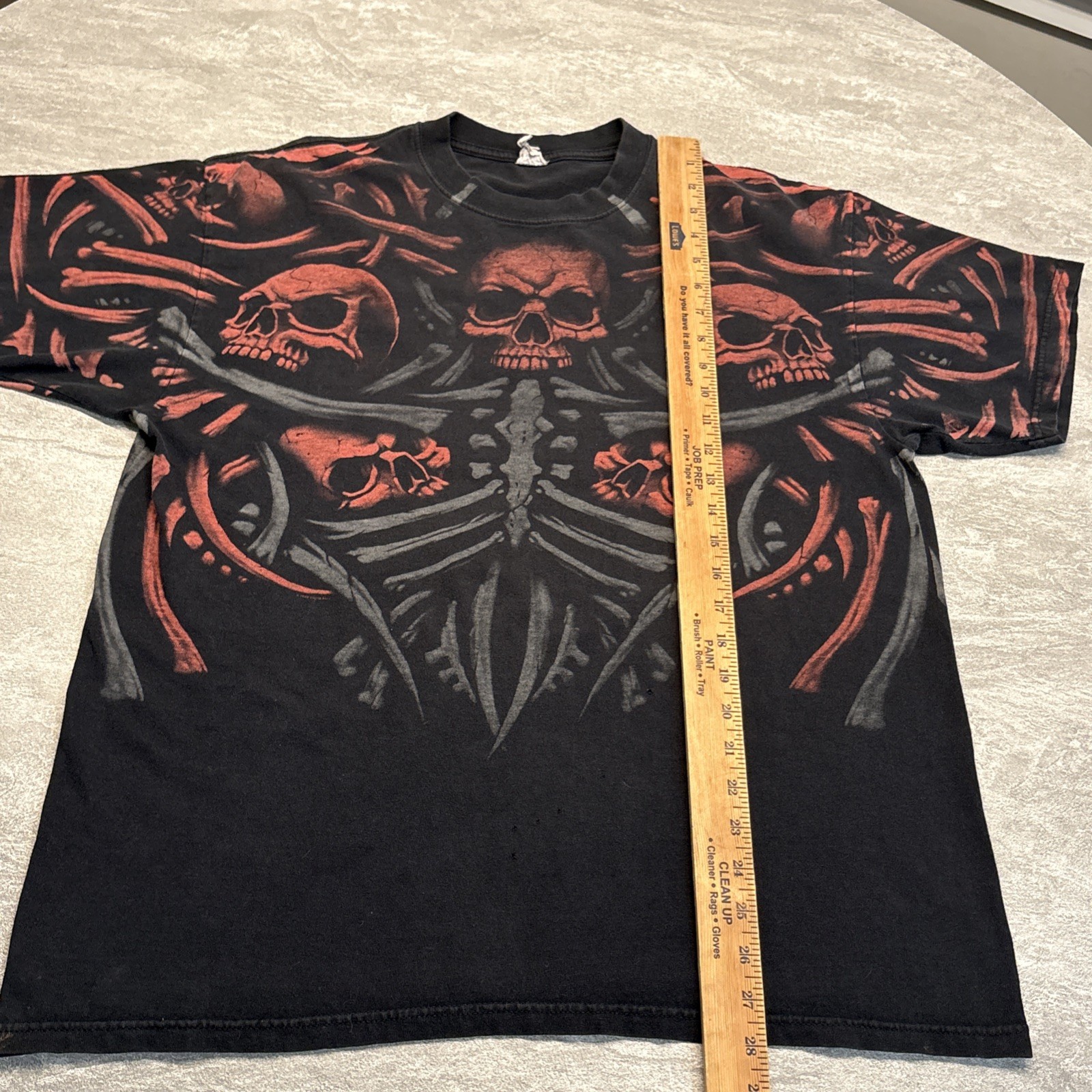 VTG Skulls Skeleton T-Shirt Mens XL Black Hardcore AOP Y2K Skater Grunge Street gallery