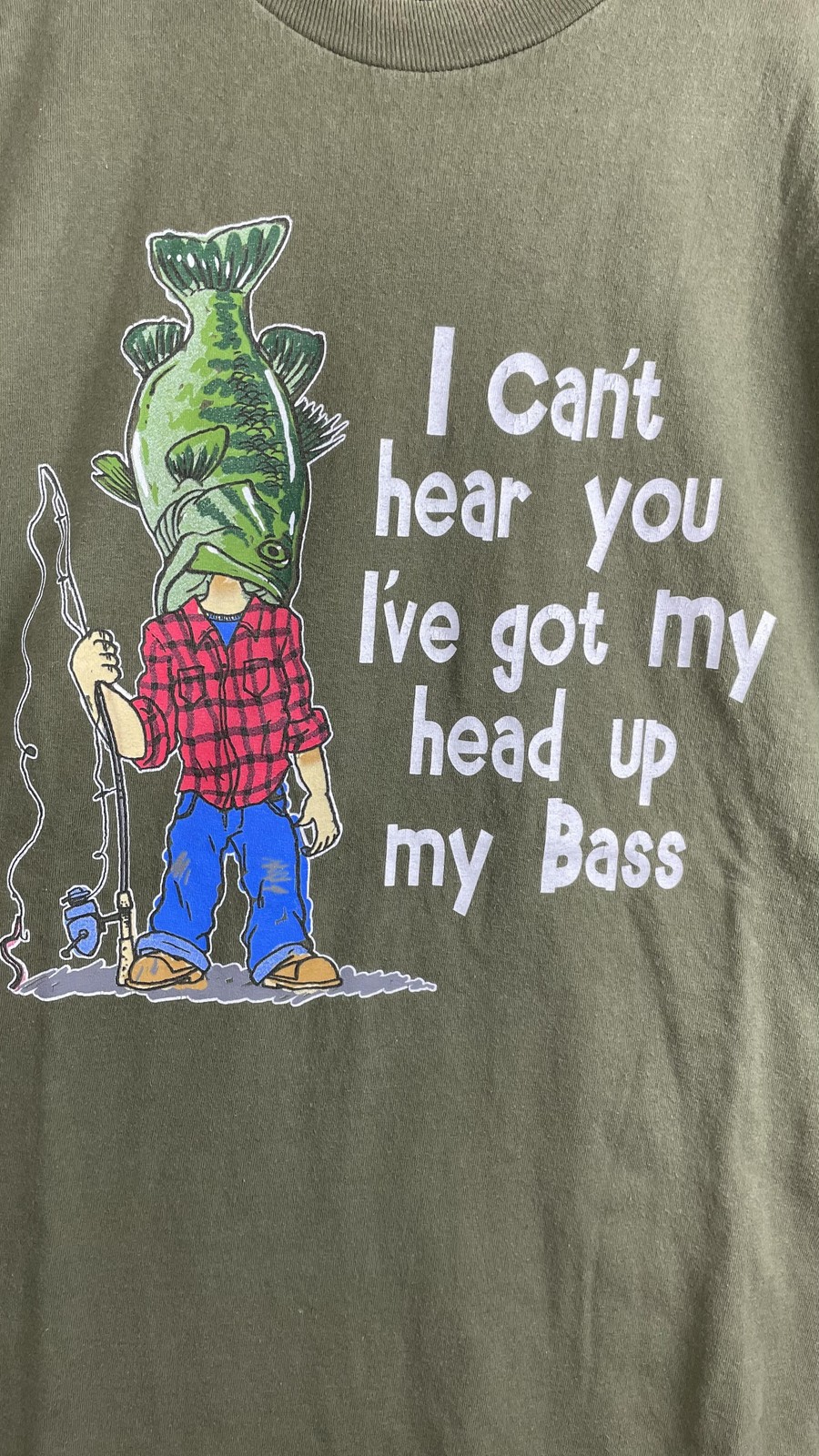 Bass Fishing Shirt Mens XL Green Funny Short Sleeve Graphic Lifestyle Classics gallery