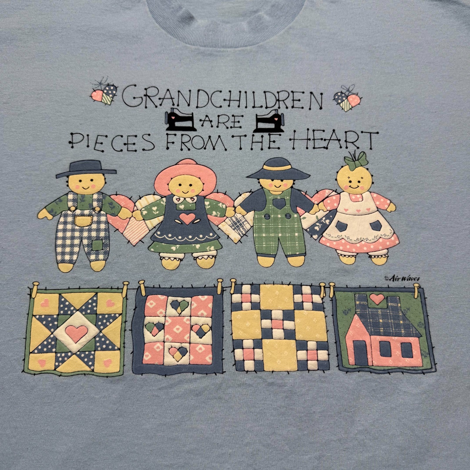Vintage 90s Grandchildren Are Pieces From The Heart Quilt Patchwork Shirt Large gallery