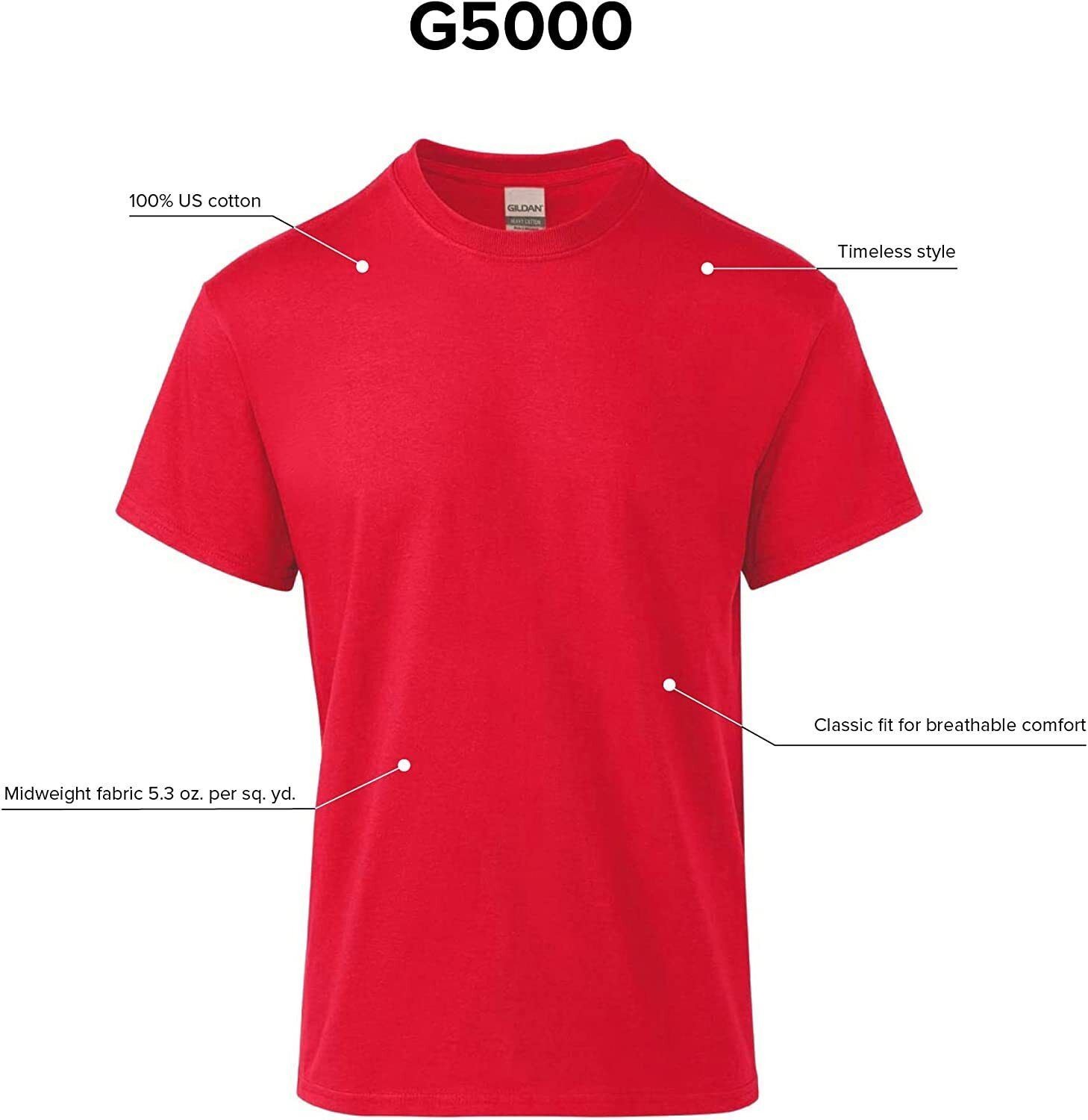 Gildan 3-PACK Men's Heavy Cotton T-Shirt (Pack of 3) Bulk Lot Solid Blank 5000 gallery