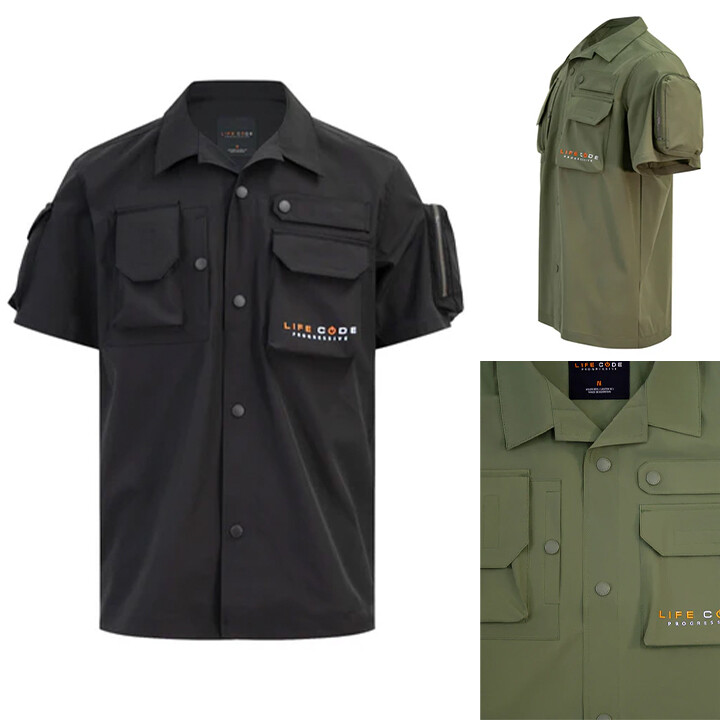 LIFE CODE Men's Casual Nylon Taslan Collared Sleeve Pockets Shirt 31J62 gallery