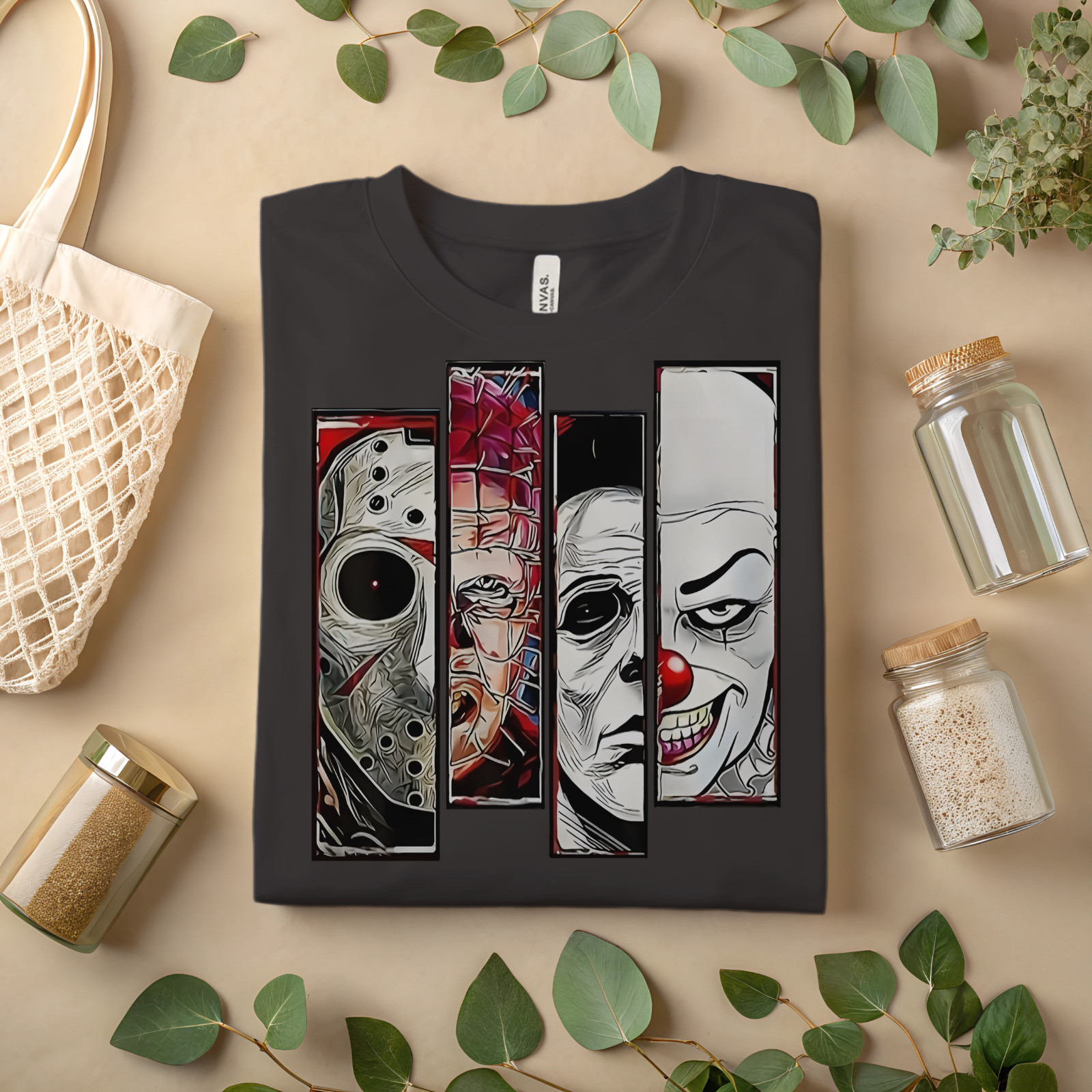Horror Movie Villains Graphic T-Shirt – Scary Slasher Characters Art Tee A273 gallery