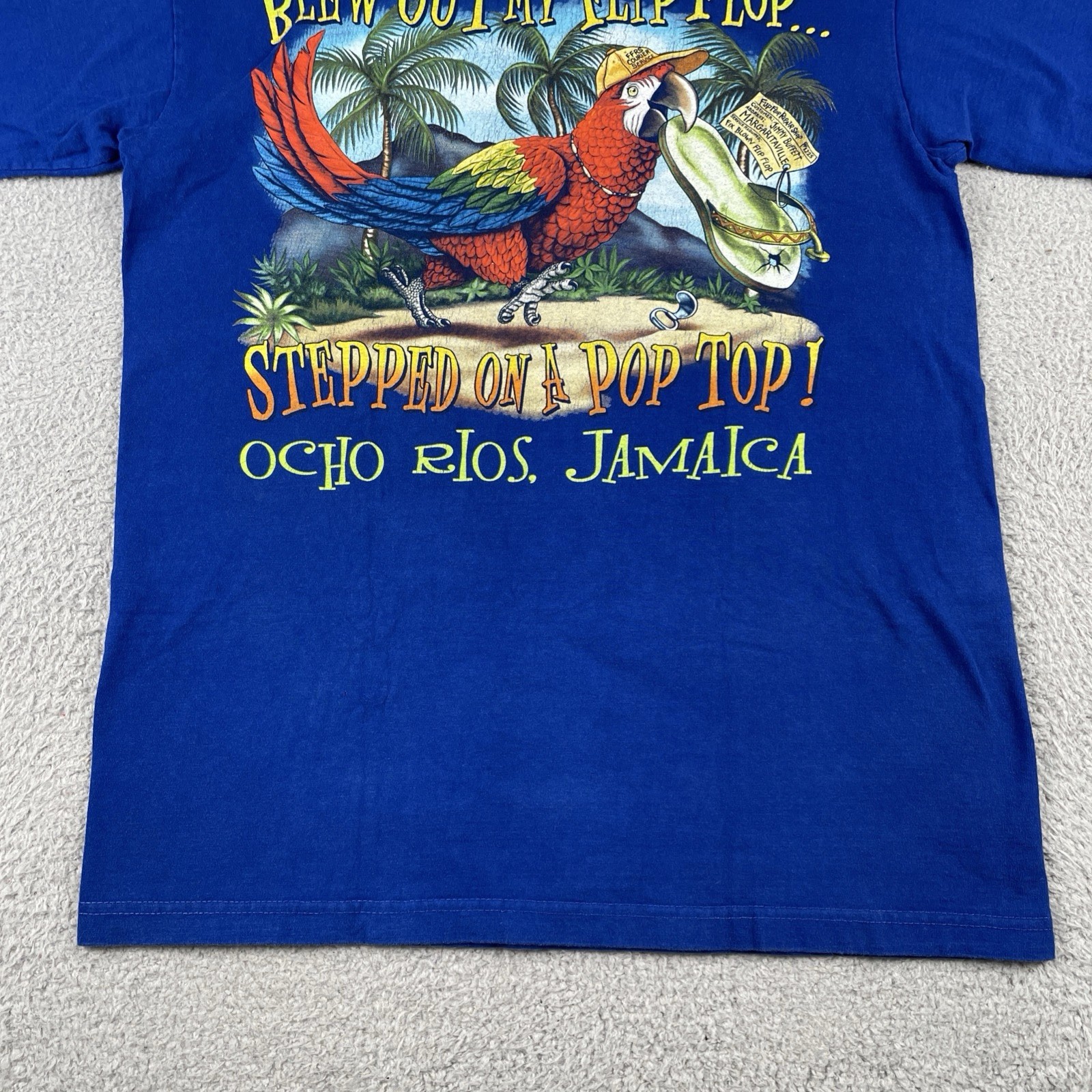 Vtg Jimmy Buffetts Margaritaville Ocho Rios Jamaica Blue XL Shirt Parrot Funny gallery