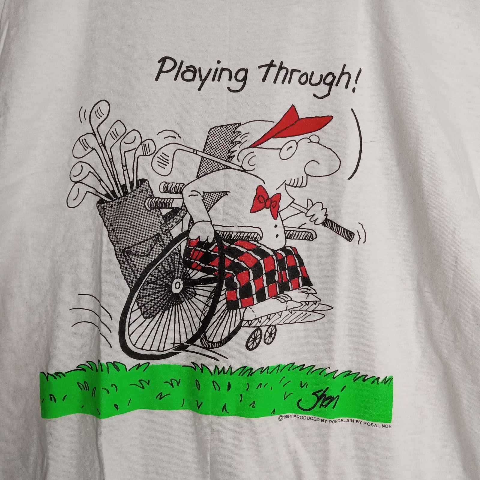Oneita Power-T Vintage Single Stitch T-Shirt Old Man Golfing Large gallery