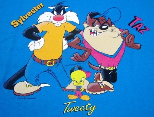1997 TAZ, SYLVESTER & TWEETY – Official Looney Tunes Shirt – Size One Size Fits