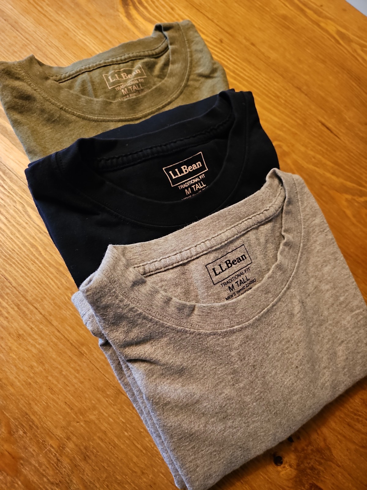 3 L.L. Bean Traditional Fit Basic T-Shirt’s Mens Medium Tall Round Neck