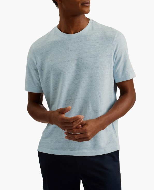 Ted Baker London Flinlo Linen T-Shirt 3(M),4(L),5(XL) PALE BLUE