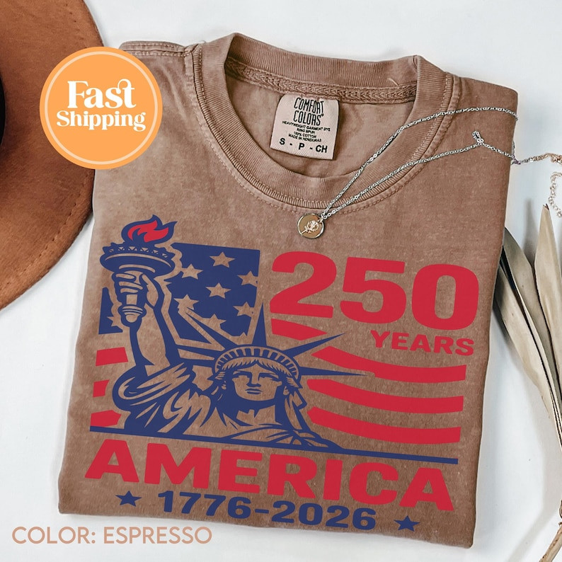 USA 250 Years T-Shirt America 1776 Patriotic Vintage Flag Independence Day Tee gallery