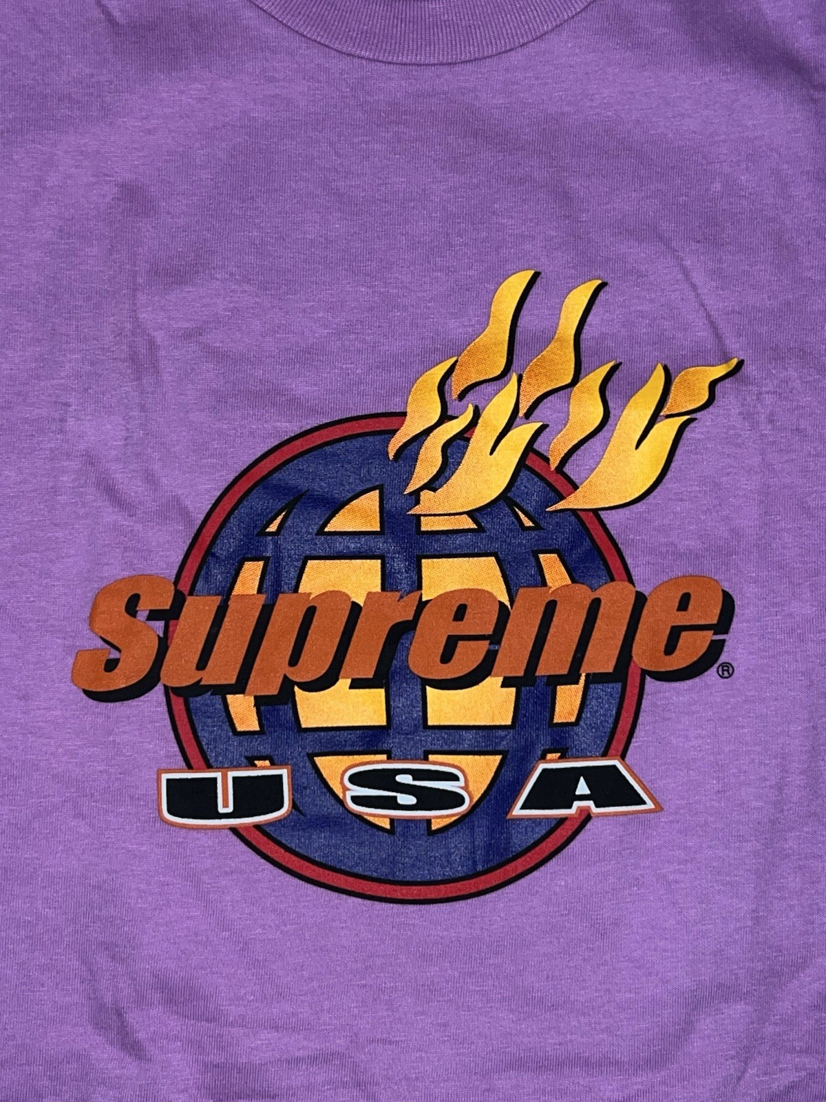 Supreme Men’s 2017 Winter/Fall collection Fire Logo Tee Purple Size Extra Large gallery