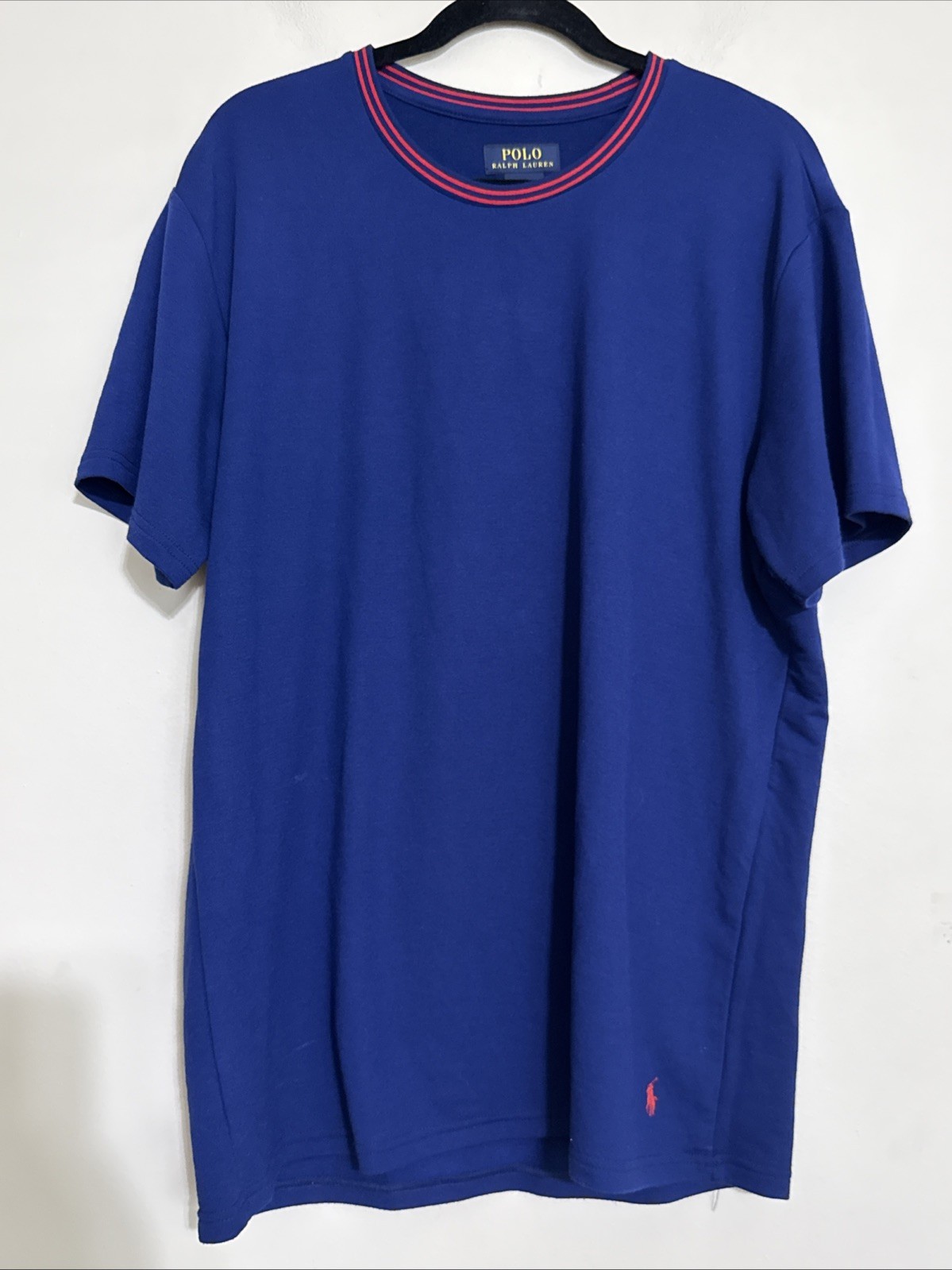 POLO RALPH LAUREN men t shirt large BLUE CASUAL BEACH OFFICE PULL ON CREW NECK gallery