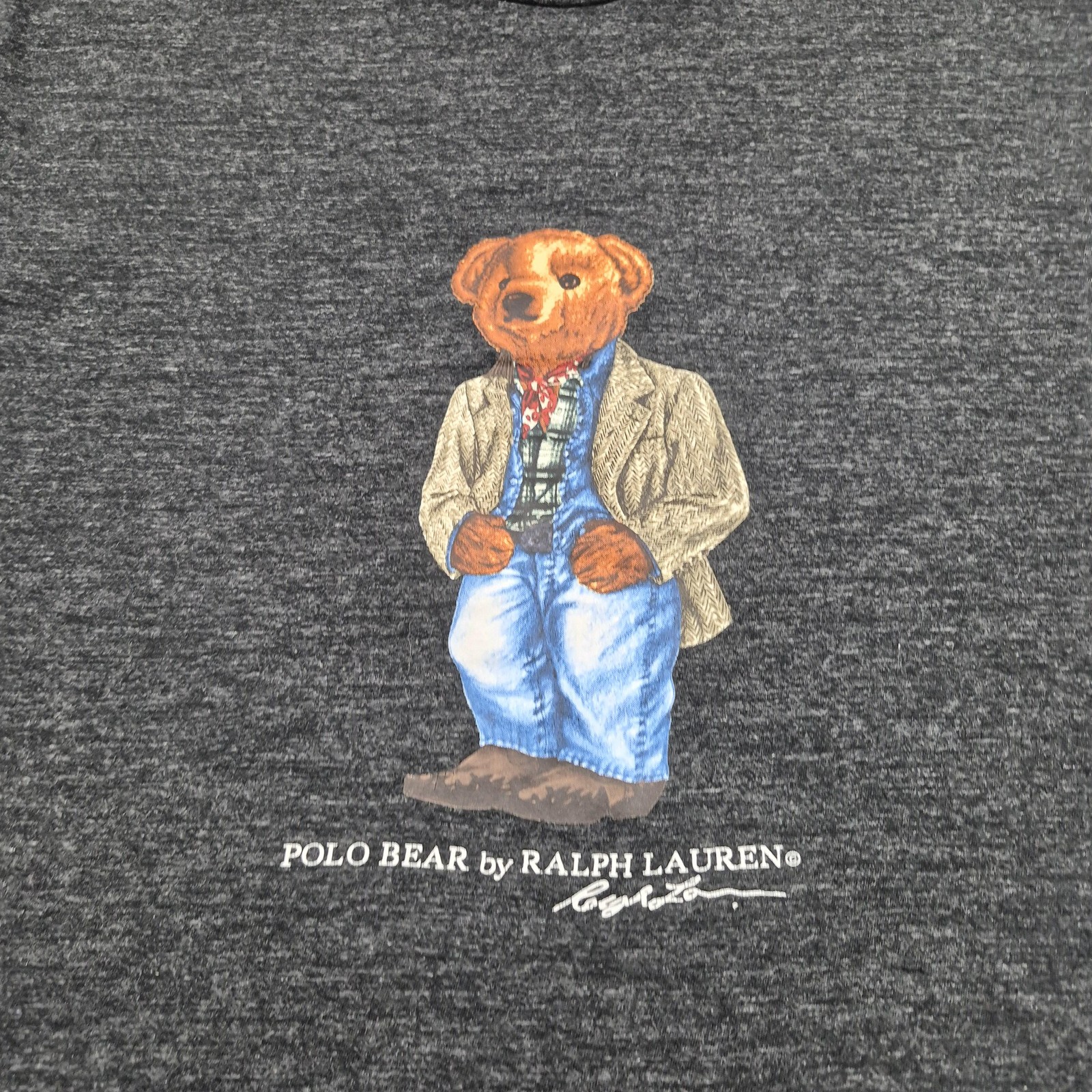 Polo Ralph Lauren Shirt Mens Large Grey Polo Bear Logo Graphic T-Shirt Casual gallery