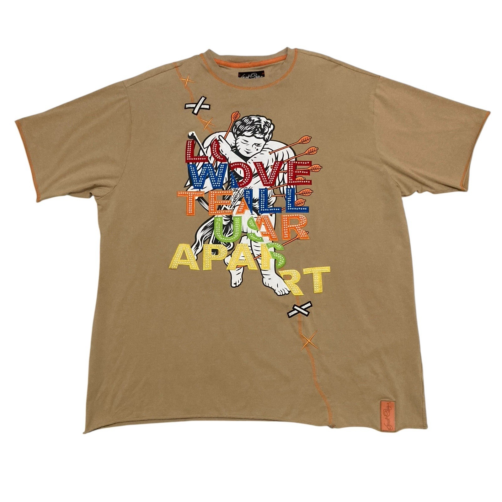 Frost Originals Love Will Tear Us Apart Cupid Graphic Beige Men's Beaded 3XB gallery