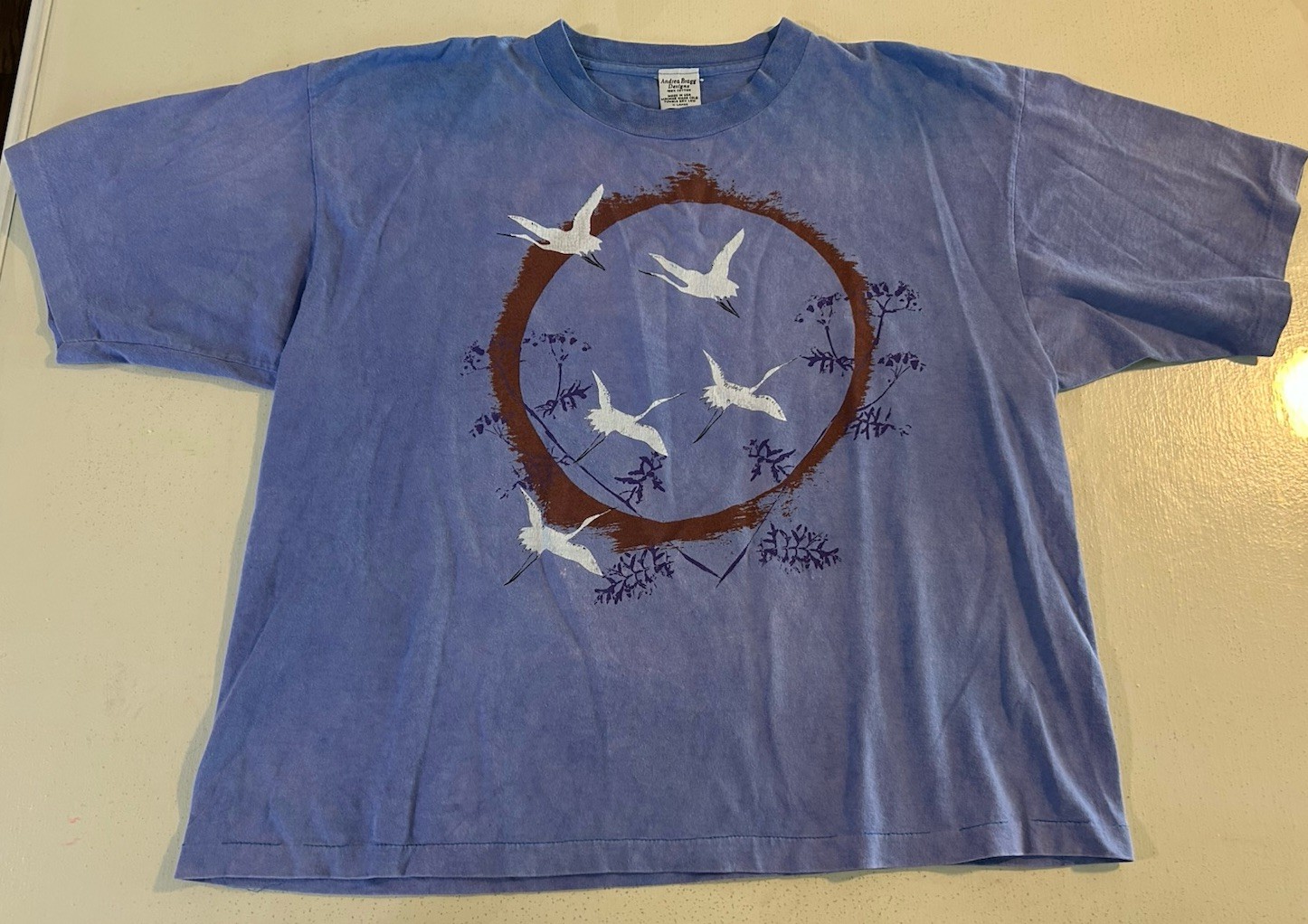 VTG Andrea Bragg Migrating Sandhill Cranes T-Shirt XL Cotton Single Stitch gallery