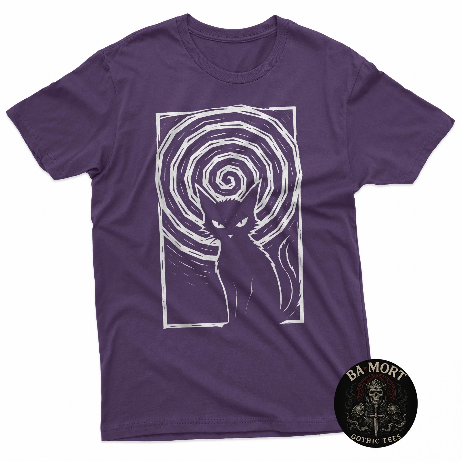 Black Cat Monochrome Goth Emo Gothic Witch Alternative Moon T-Shirt gallery
