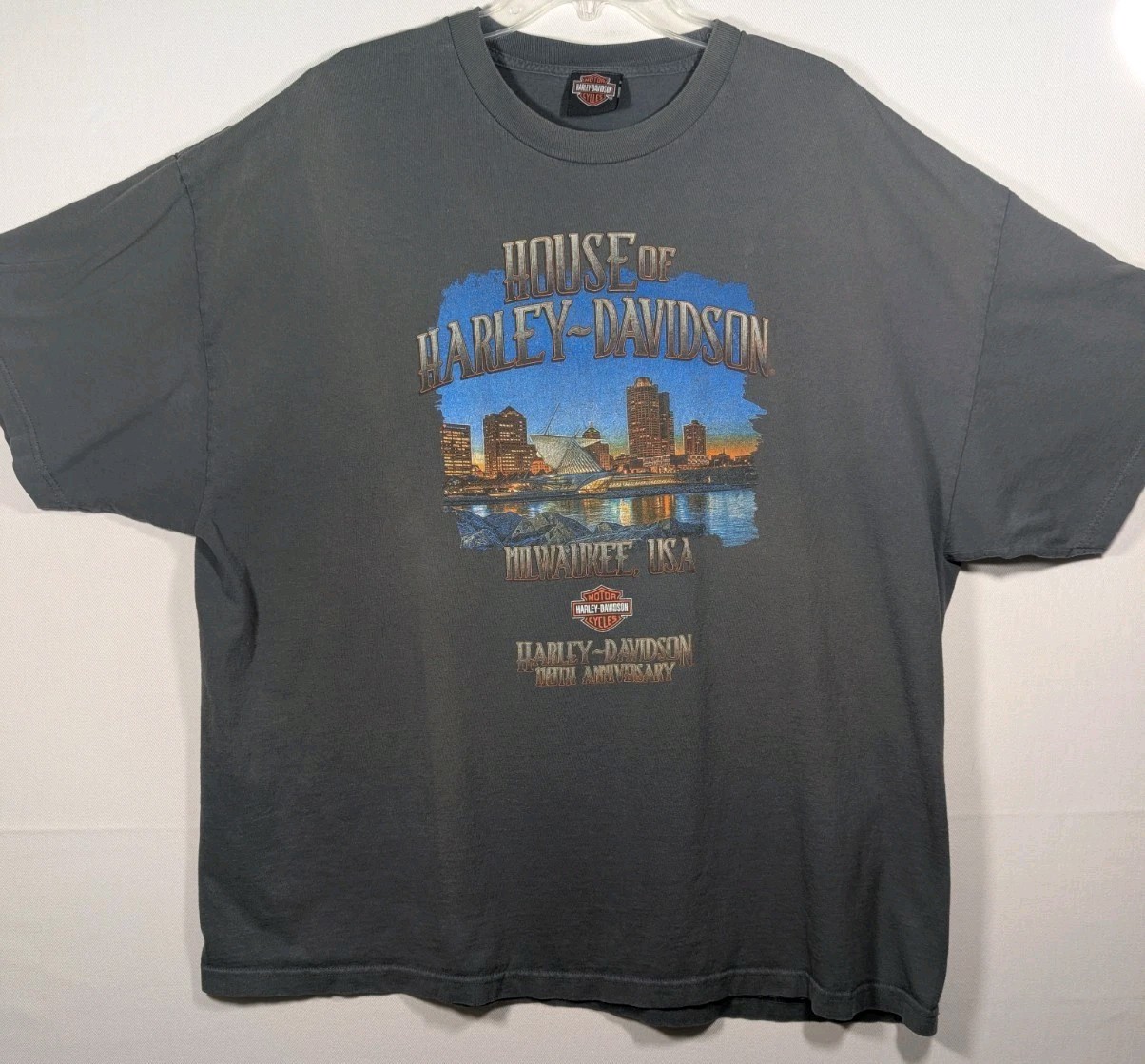 Harley Davidson Tee Men 3XL Grey Milwaukie, USA 110th Anniv. gallery
