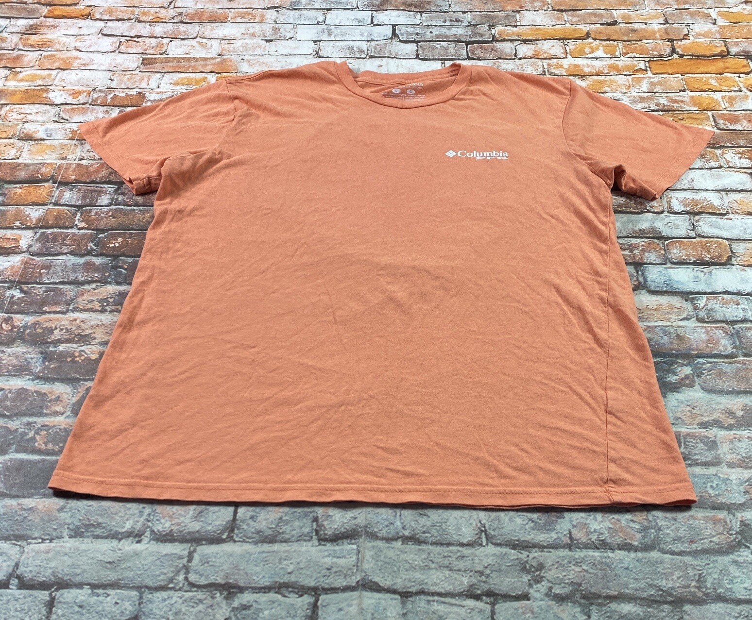 Columbia PFG Shirt Adult Large Orange Short Sleeve Fishing Camping Outdoor Mens