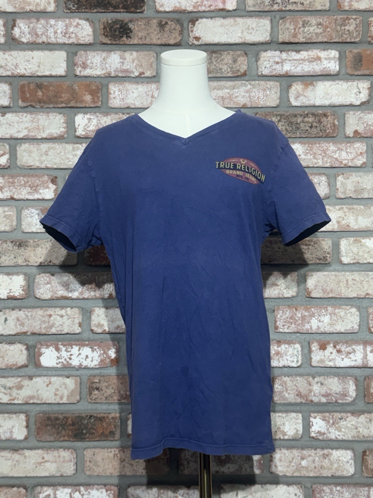 True Religion Vintage T-Shirt, World Tour Design – Size S, Blue & Red, YK2