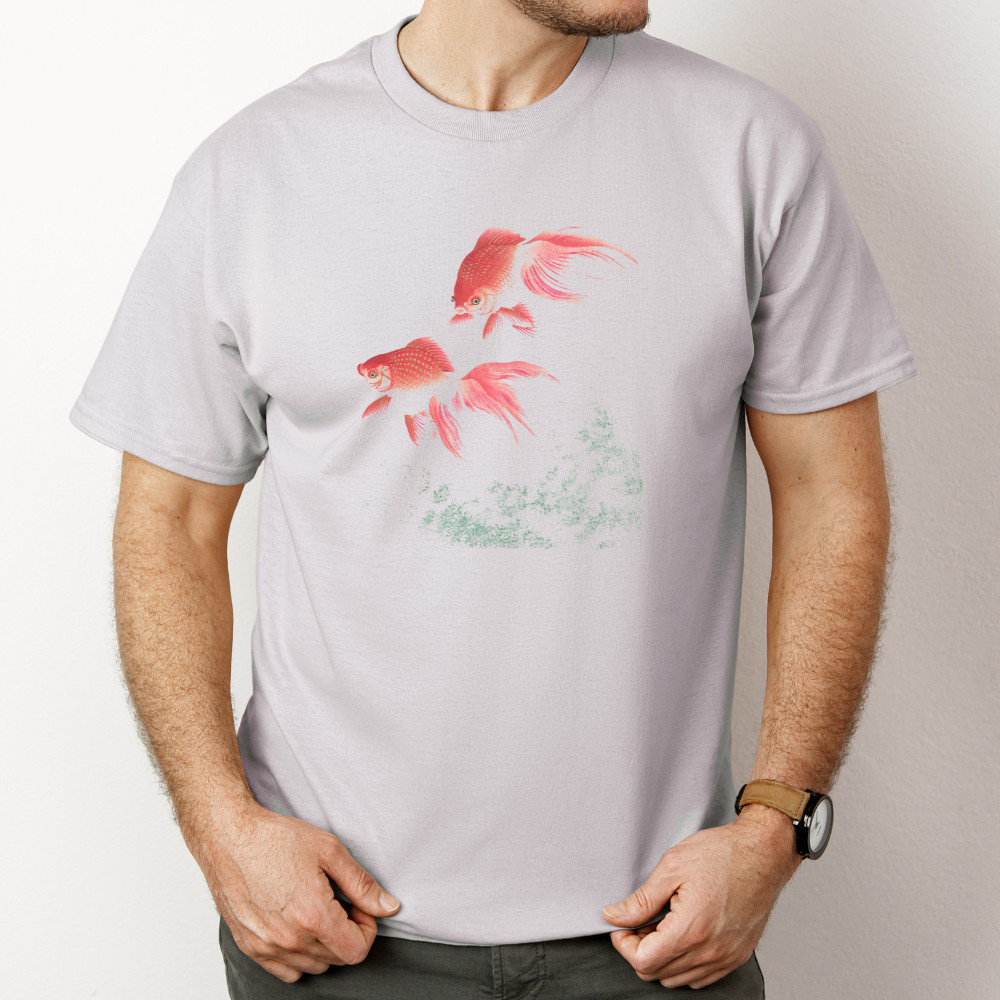 Goldfish Watercolor Tshirt Aquatic Art Shirt Koi Inspired Gray Tee gallery