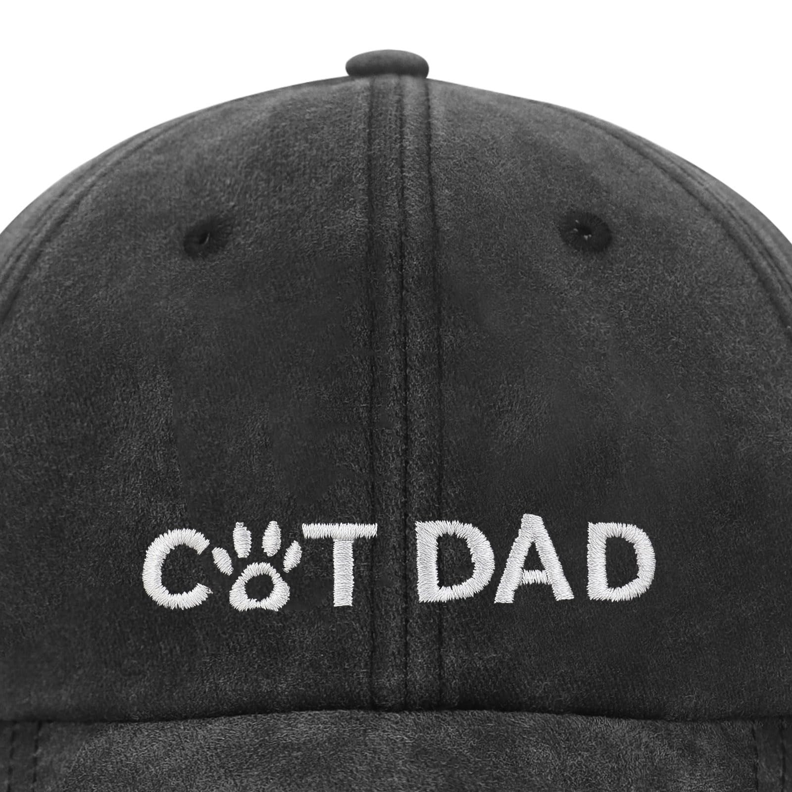 Cat Dad Hat for Men, Cat Dad Gifts, Adjustable Size Cotton Baseball Cap Black gallery
