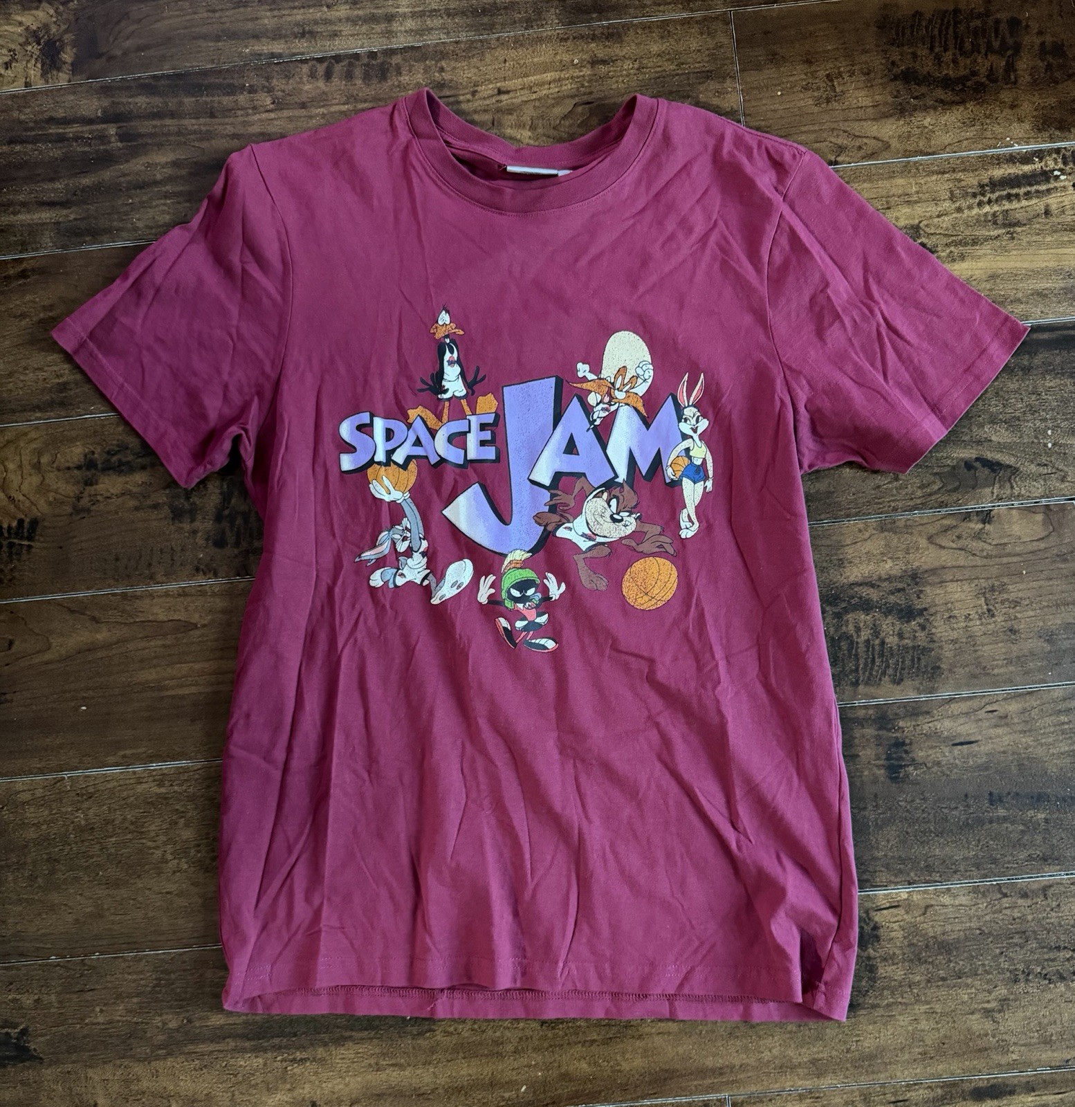 Vintage Space Jam Looney Tunes Graphic Tee Red Short Sleeve Size L