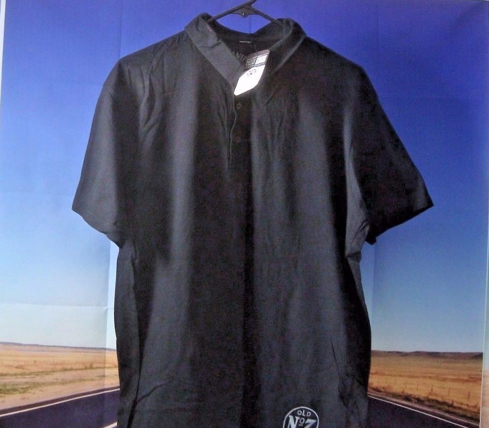 Polo Shirt Men LG Black Jack Daniels Old No. 7 Casual Short Sleeve  Authentic O1