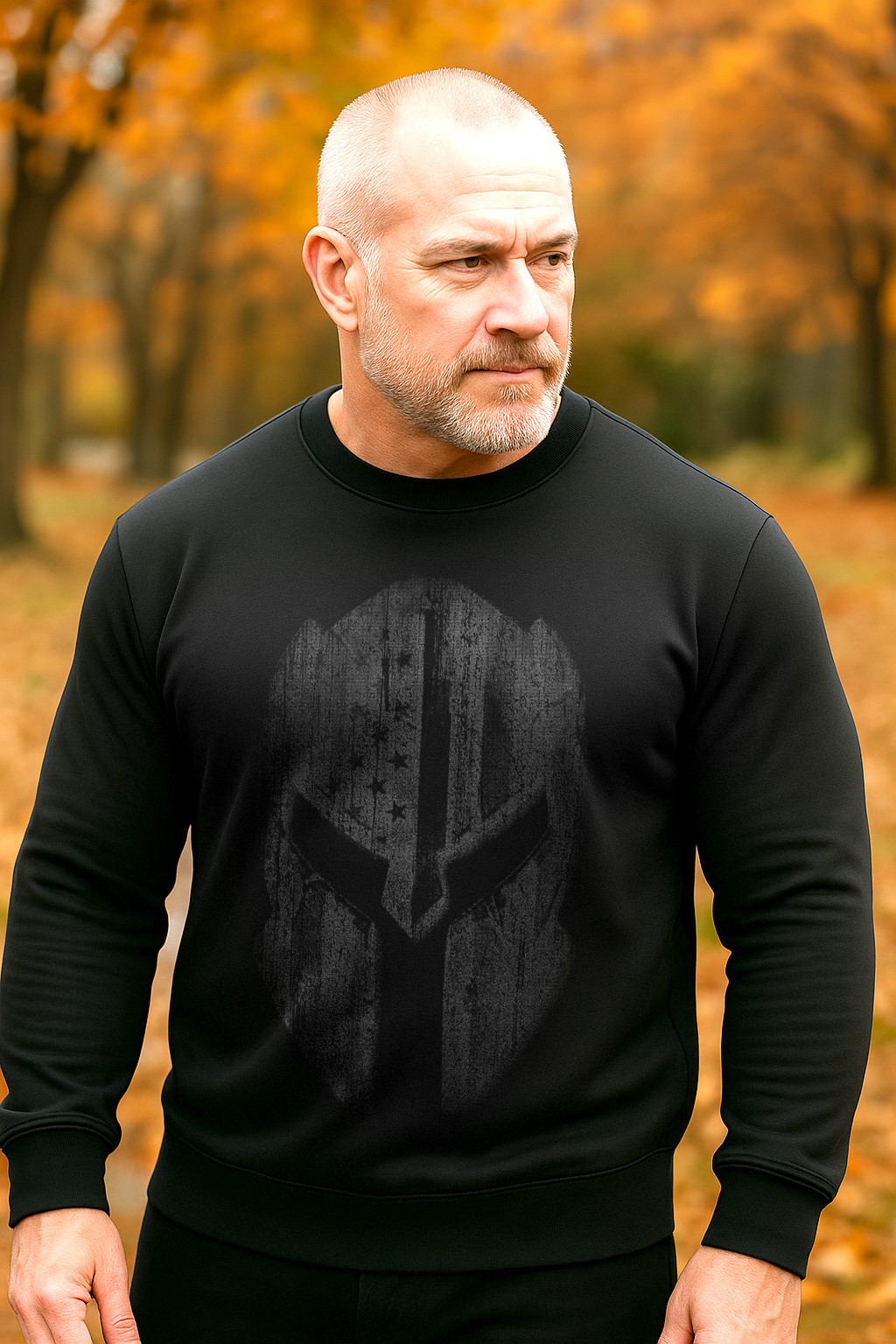 American Flag Spartan Helmet Sweatshirt | Patriotic Warrior Crewneck gallery