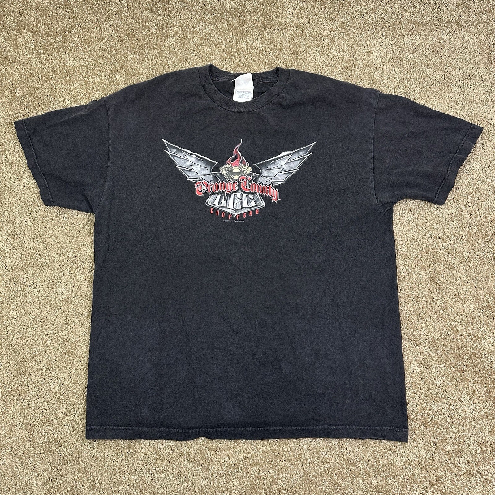 Vintage Y2K Orange County Chopper Flames T-shirt Size XL OCC Biker Motorcycle gallery