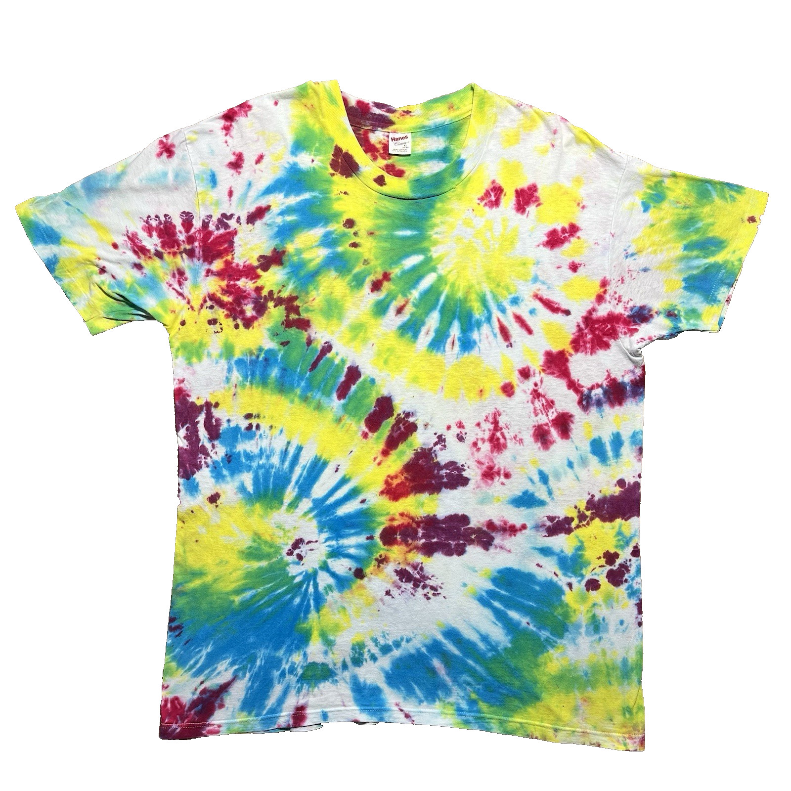 Vintage Hanes Single Stitch Tie Dye T Shirt Size XL Rainbow Swirl Blank 90s gallery