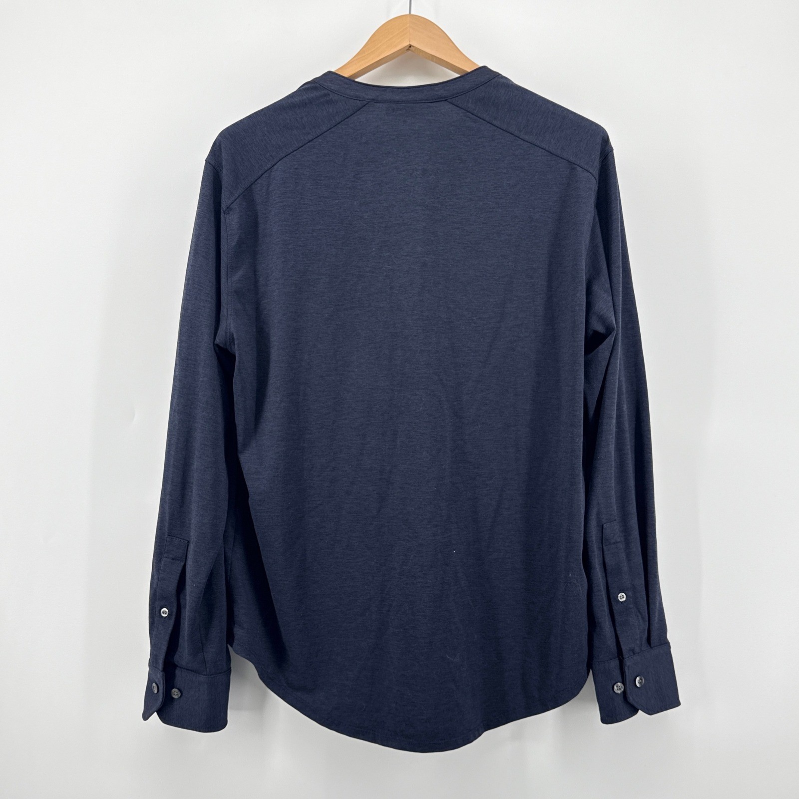 Murano Performance Mens Long Sleeve Henley Shirt Blue Large Button Cuff gallery
