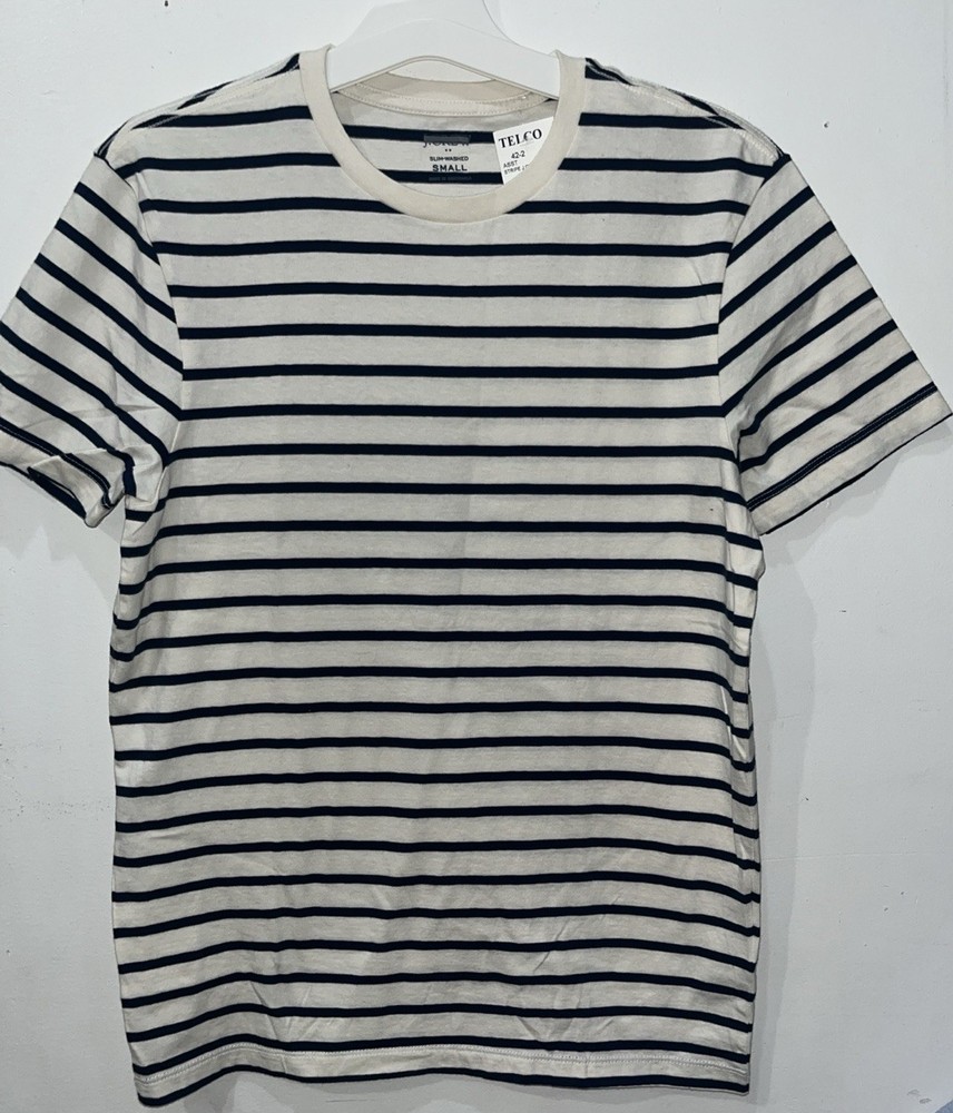 J. Crew Men’s SS Slim Washed Striped T-shirt White / Navy Size L NWOT