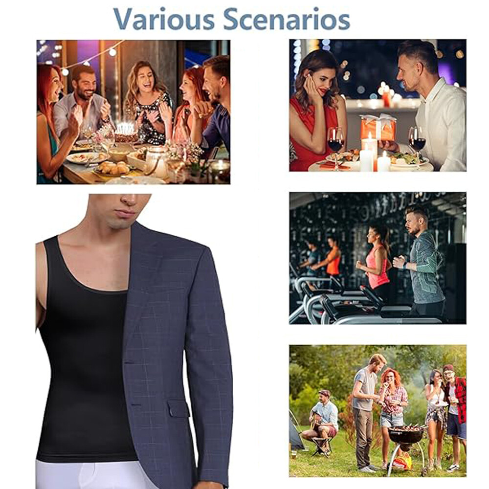 Men Compression Shirts Abdomen Gynecomastia Slimming Body Shaper Vest Tank Tops gallery