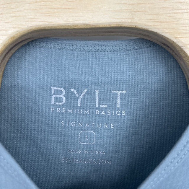 BYLT Premium Basics Signature Tee Mens Large Sage Green Curved Hem T-Shirt gallery