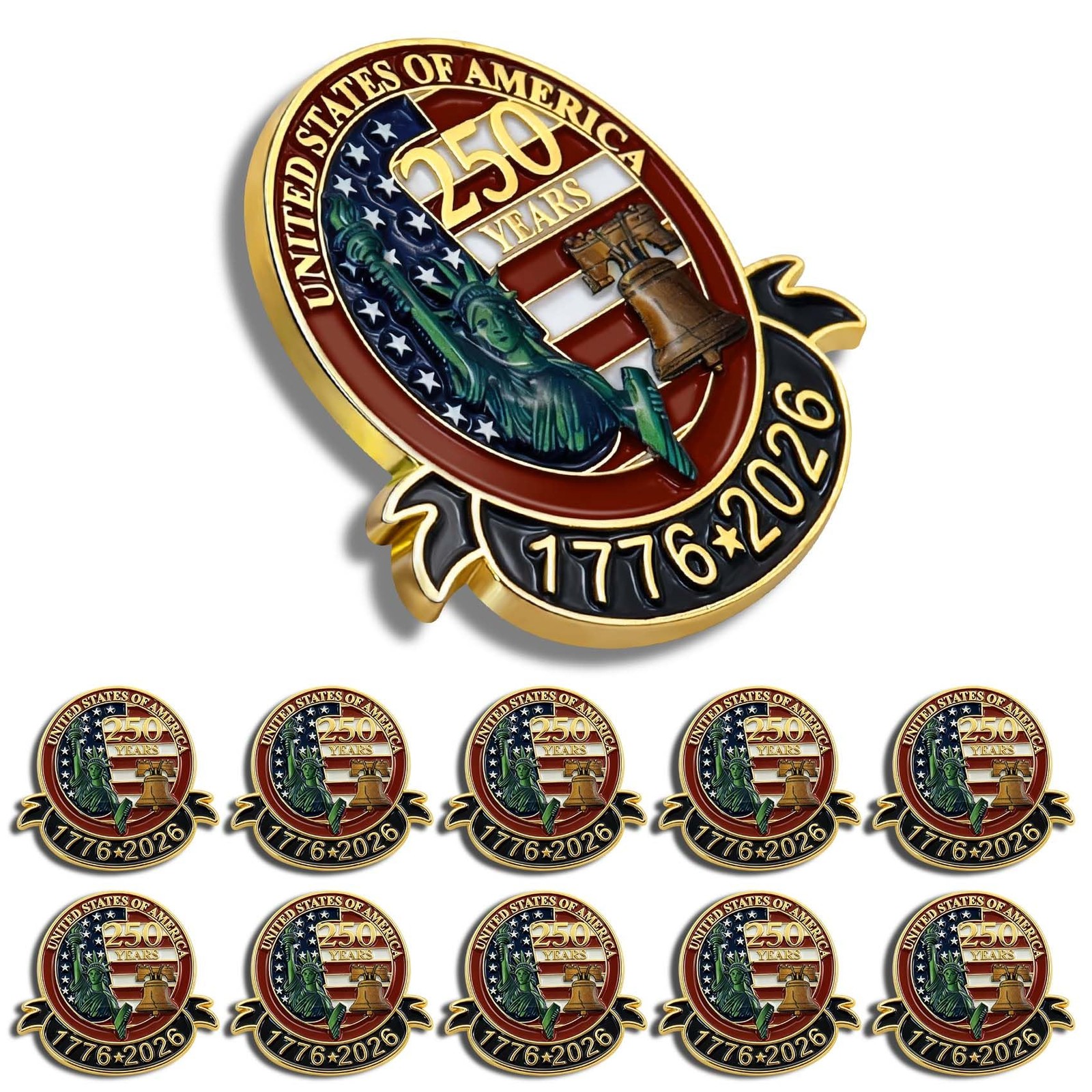 250 Anniversary USA Lapel Pin 10Pcs 1.3inch Enamel US Patriot Collectible Acc... gallery