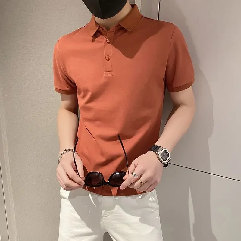 Yellow Black Skinny White Plain Mens with Collar T-shirt Red Short Quarter Sleev gallery