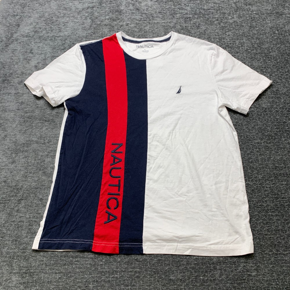 Nautica T Shirt Mens Large Multicolor Colorblock Cotton Spellout Logo Streetwear gallery