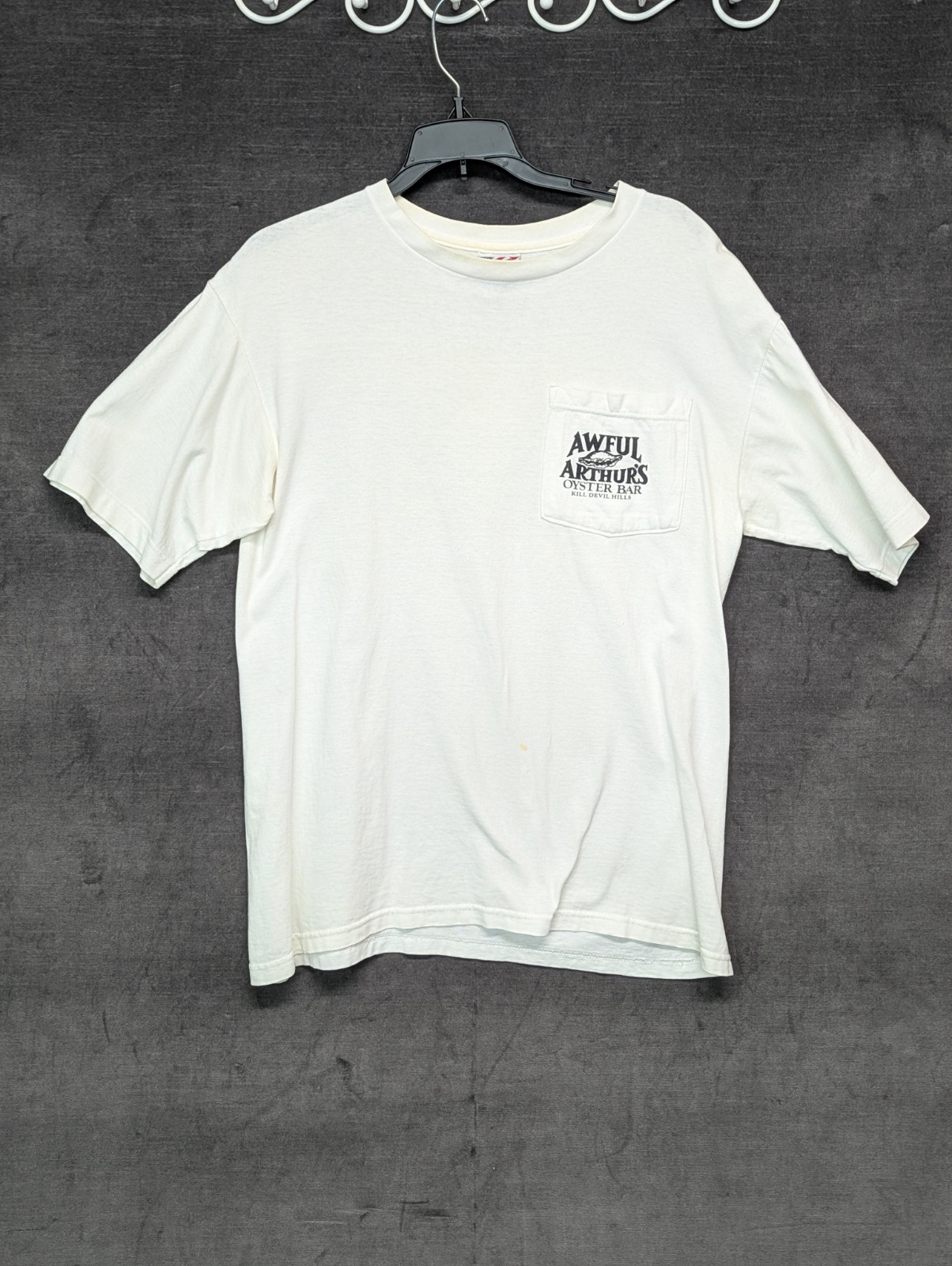 Vintage 90s Awful Arthur's Oyster Bar White T-shirt USA Made Outer Banks Medium gallery
