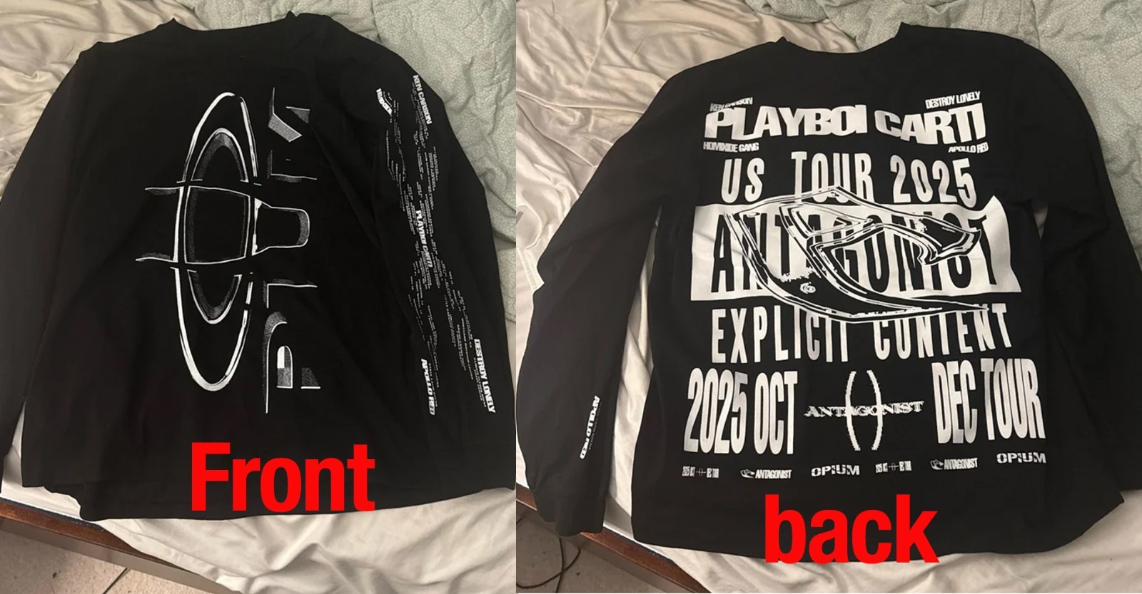 Playboi Carti Antagonist 2.0 Tour 2025 Merch Long Sleeve Tee Shirt Reprint gallery