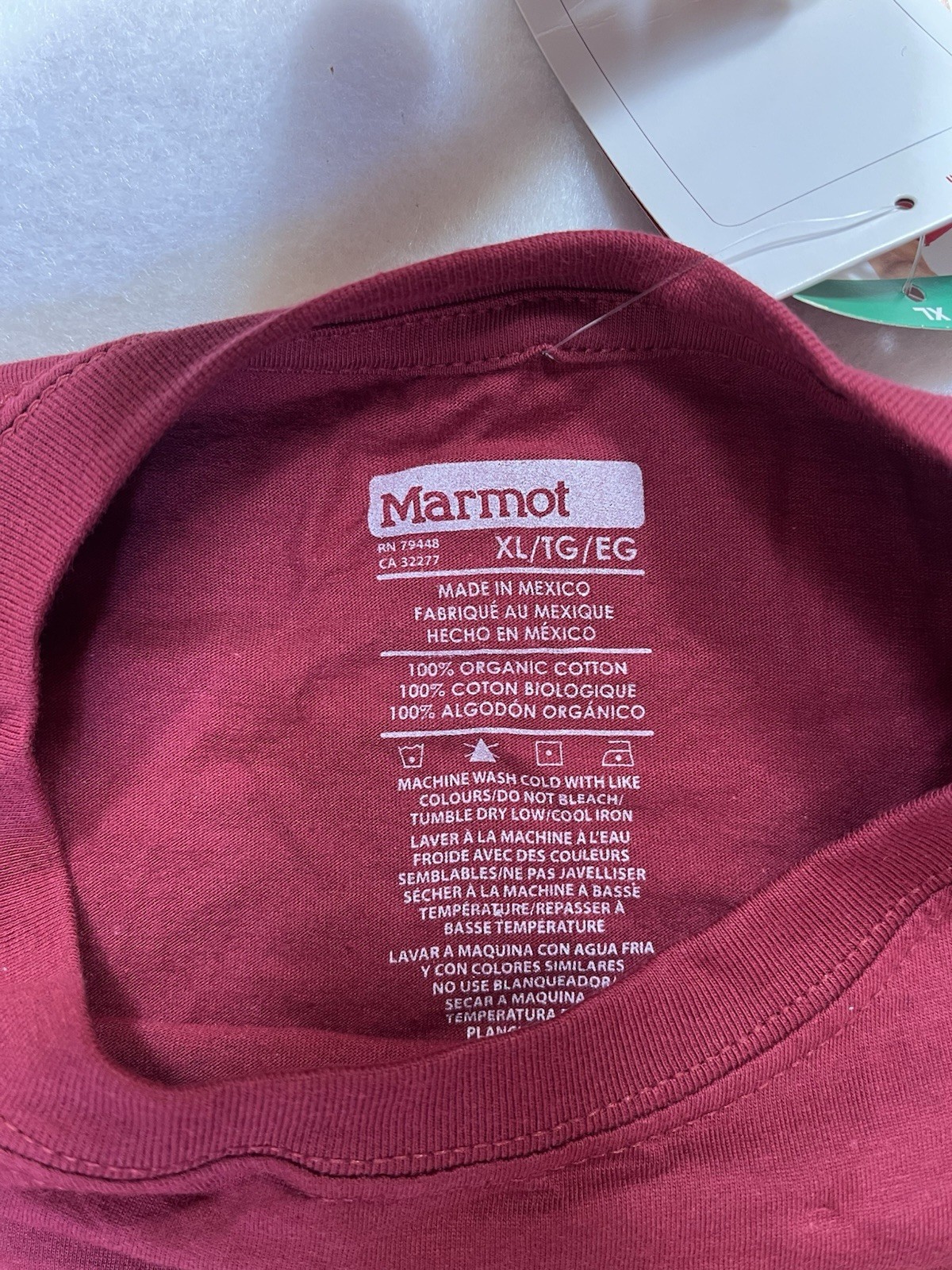 Marmot Mens Mountain Works Graphic T-Shirt Burgundy Organic Cotton Medium gallery