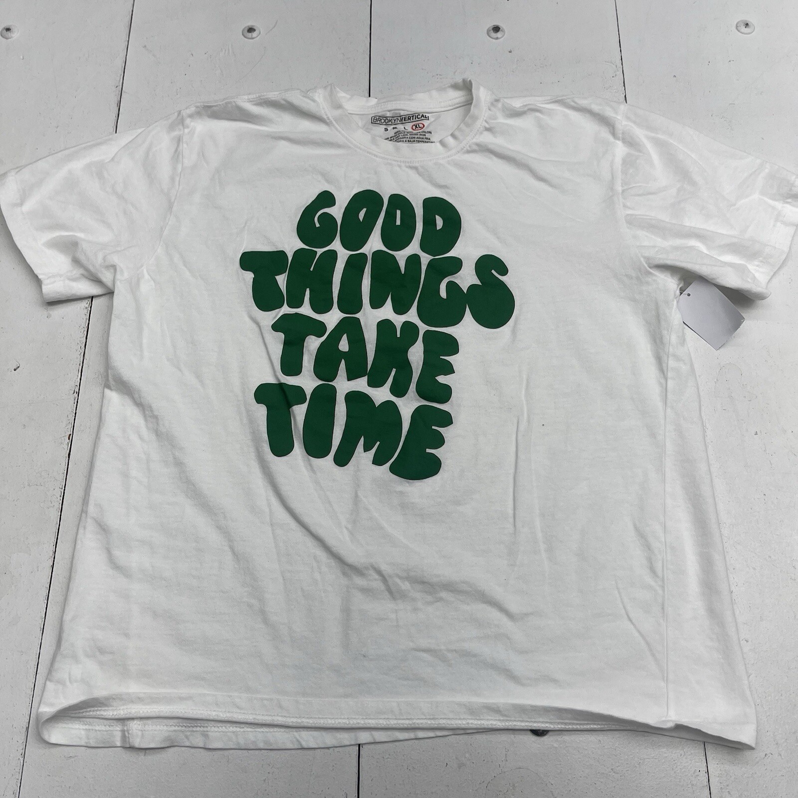 Brooklyn Vertical White Good Things Take Time T Shirt Mens Size XL gallery