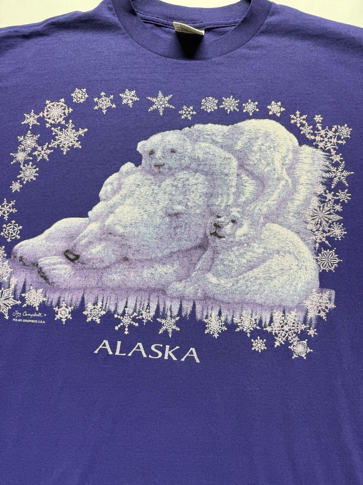 Vintage 90s Alaska Polar Bear T-Shirt Size 3XL Purple graphic tee wildlife USA gallery