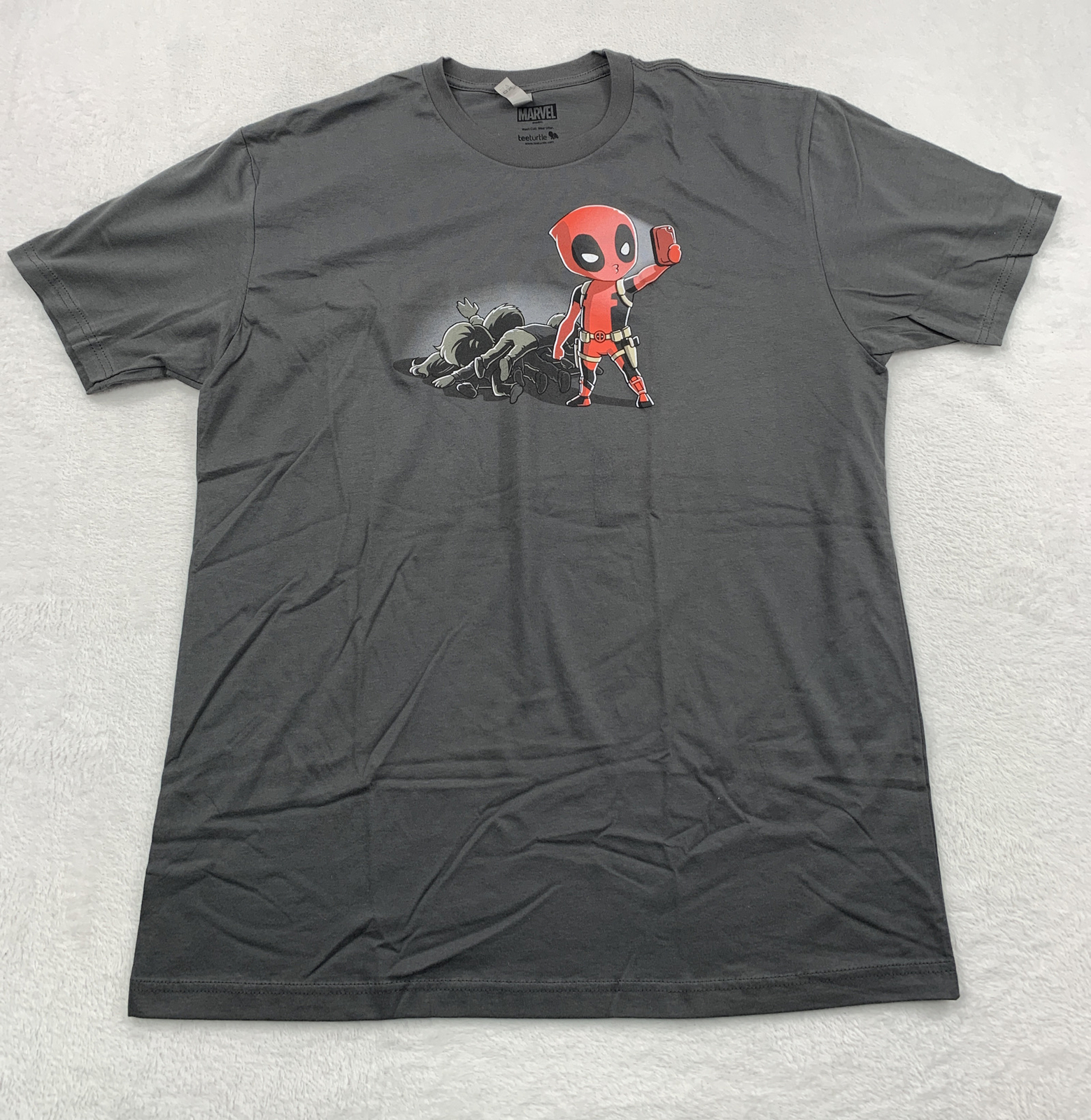 Marvel Universe Deadpool Men's T-shirt XL Gray Tee Turtle 100% Cotton gallery