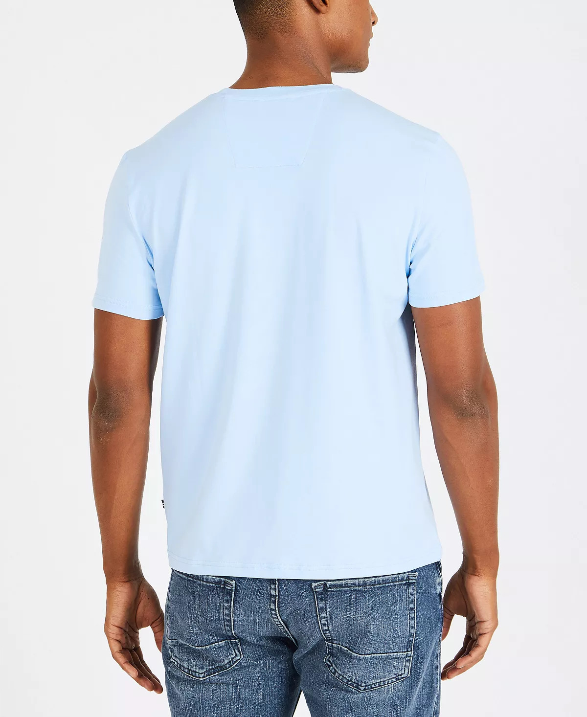 Nautica Mens Large Classic-Fit Solid Crew Neck Pocket T-Shirt in Blue FLAW 1333 gallery