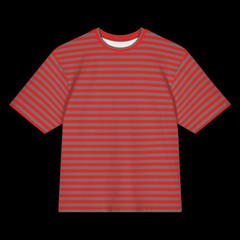 Oversized red striped cotton t-shirt